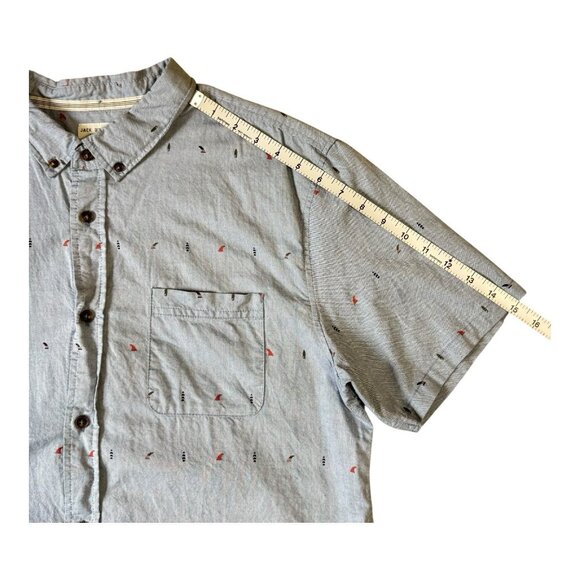 Jack O’Neill Men’s L Gray Cotton Button Up Shirt Surf Print Standard Fit Casual - Picture 8 of 10